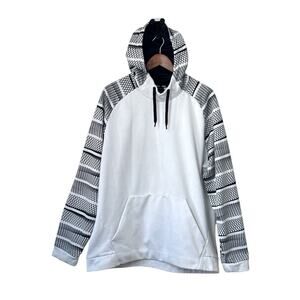 Nike Dri-FIT Pullover Hoodie Mens XXL White Black Geometric Tribal Pattern